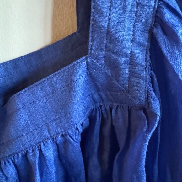 Banana Republic Ramie Square Neck Blouse in Voltage Blue - Plus Size - Picture 2 of 4